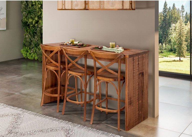 APARADOR BALCAO ECO PE FECH. NT 1,30M PEÇA UNICA NÃO INCLUI BANQUETAS