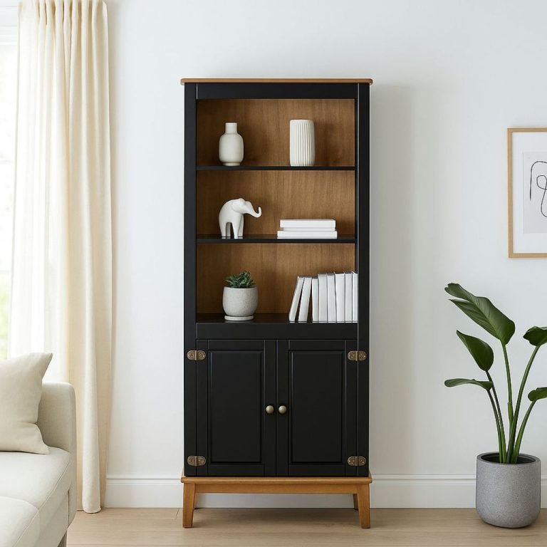 Estante Preta 2 Portas 2 Prateleiras 1,80X0,73X0,35M – Retrô