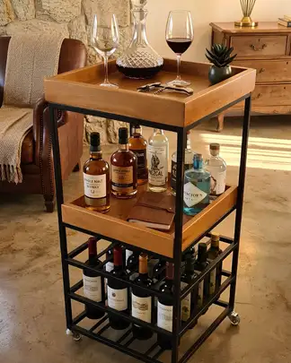 CARRINHO ADEGA COM BANDEIJA E TACEIRO 40X40X80M