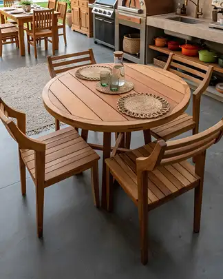 CONJ DE MESA GRECIA REDONDA 1,00M COM 4 CADEIRAS MOZZER