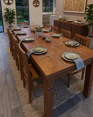 CONJ DE MESA MADEIRA DE DEMOLIÇÃO 2,00X90 6 CADEIRA AR MACIÇA