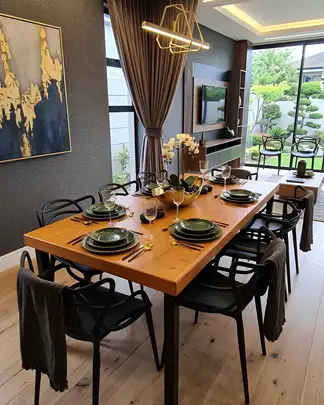 CONJUNTO DE MESA ECO TAMPO MACIÇO 2,00X90M C/ 6 CADEIRAS ALLEGRA