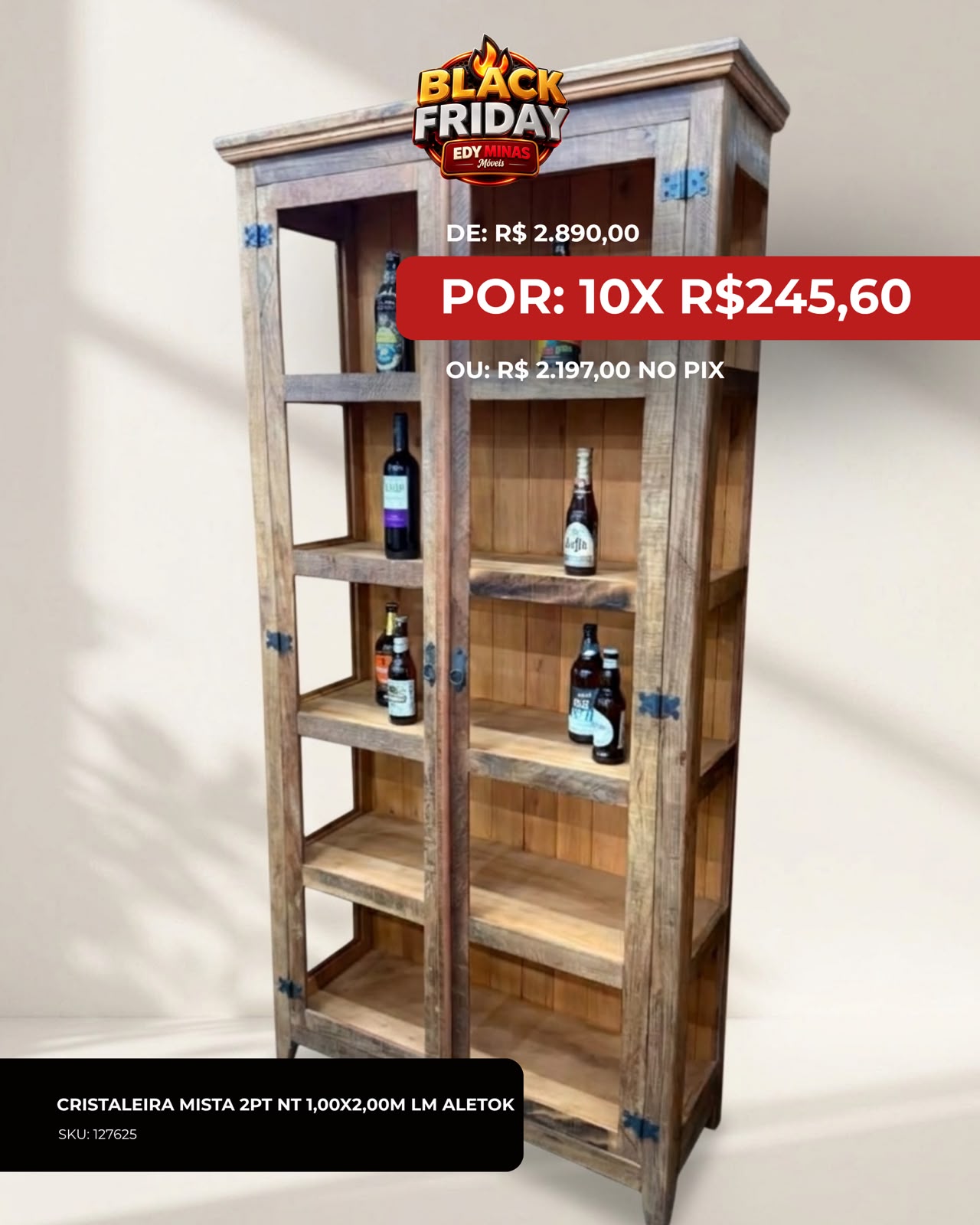 CRISTALEIRA MISTA 2PT NT 1,00X2,00M LM ALETOK