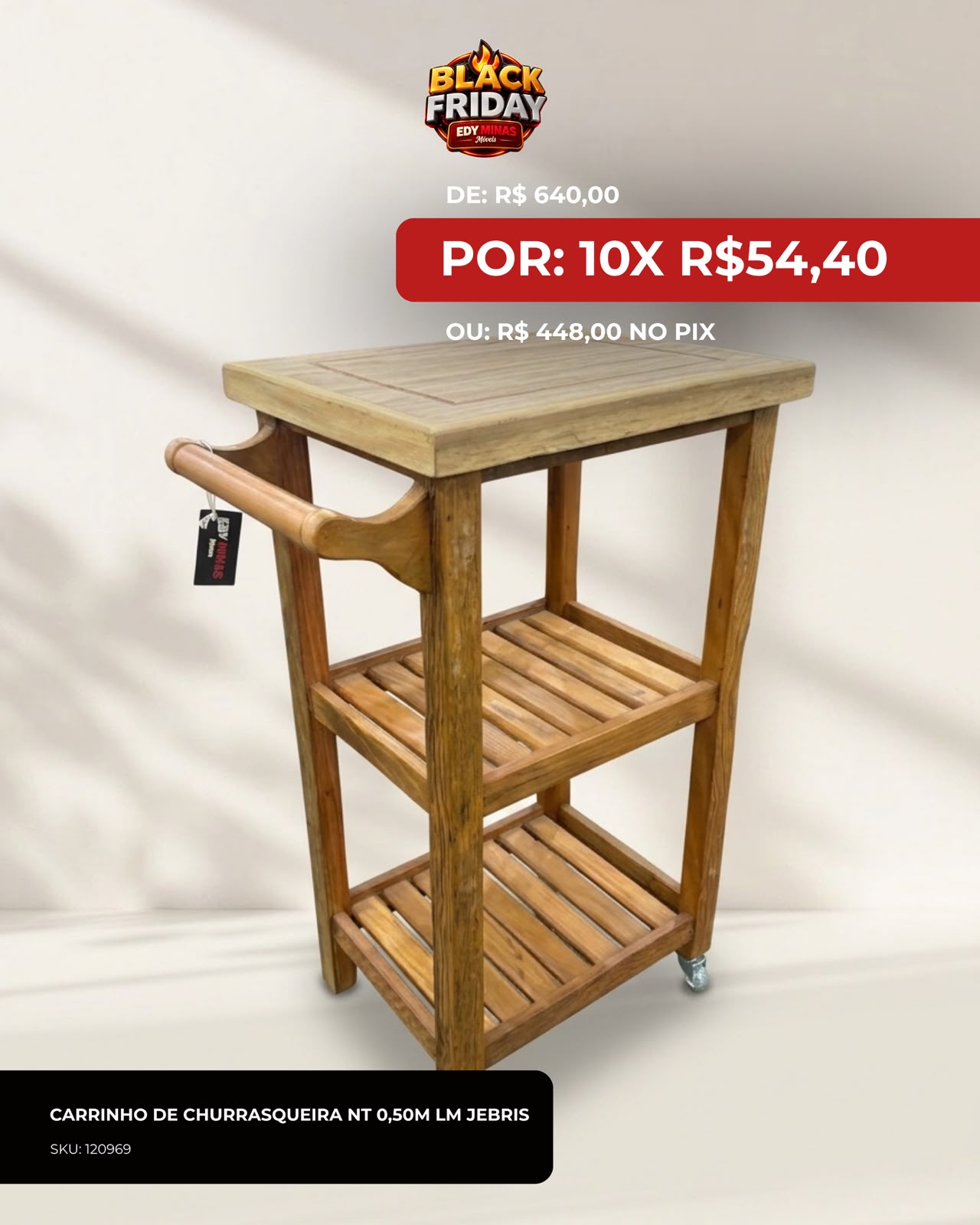 CARRINHO DE CHURRASQUEIRA NT 0,50M LM JEBRIS