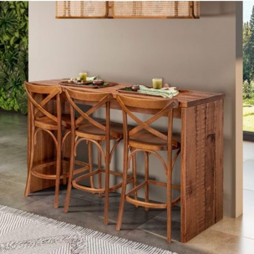 APARADOR BALCÃO ECO 1,30M PEÇA ÚNICA S/ BANQUETAS